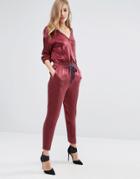 Sisley Jumpsuit With Tie Waist - Red