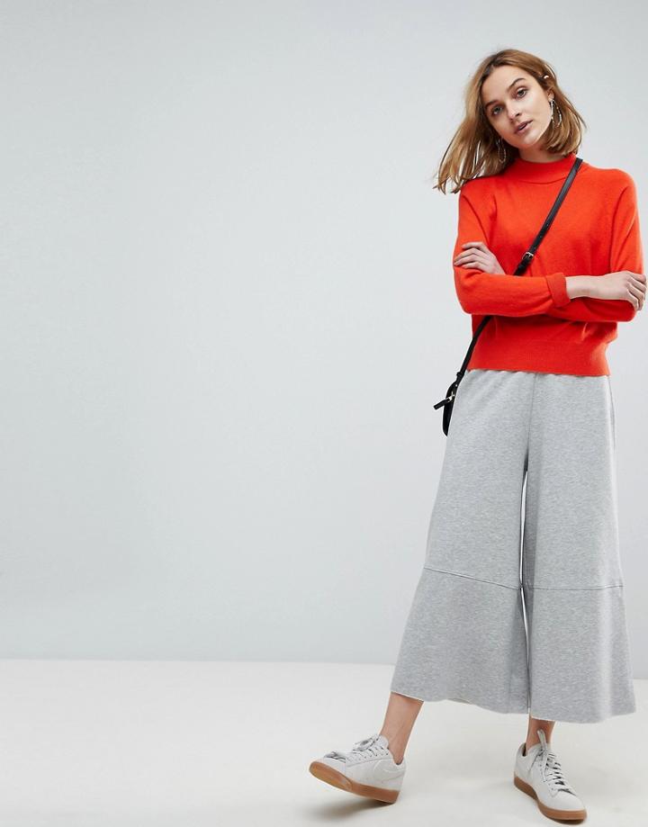 Asos Wide Leg Joggers With Raw Hem - Black