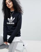 Adidas Originals Adicolor Trefoil Oversized Sweatshirt In Black - Black