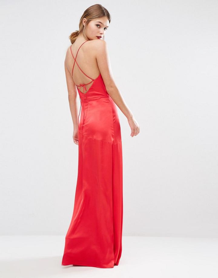 Jarlo Cowl Neck Strappy Back Dress - Red