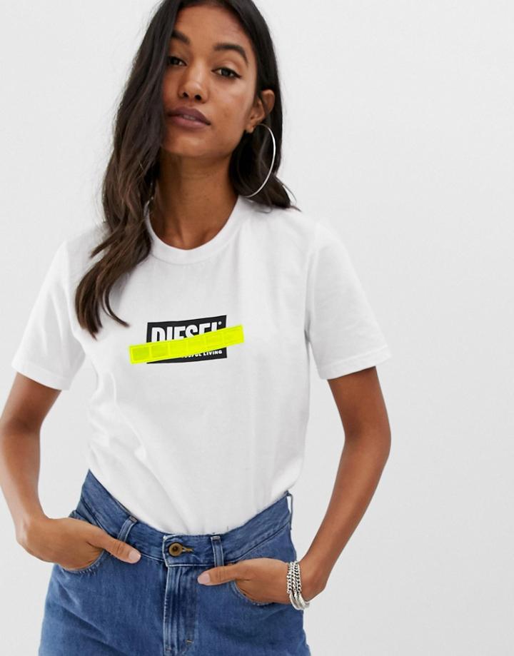 Diesel Reflective Detail Logo T Shirt - White