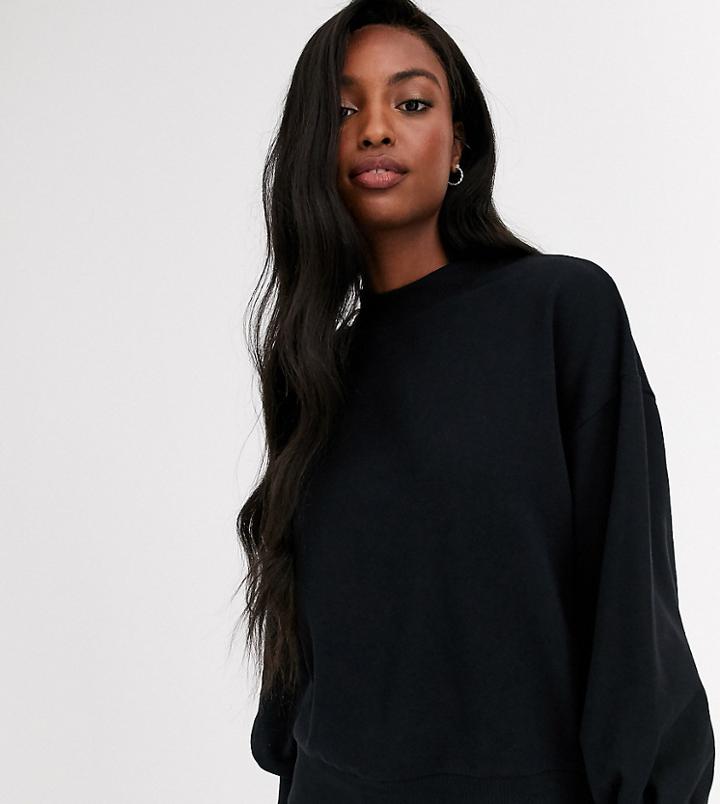 Asos Design Tall Minimal Sweat With Wide Sleeve In Black