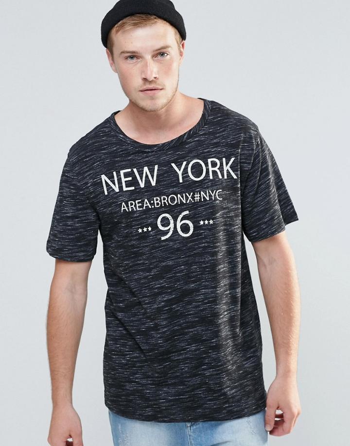 Brave Soul New York Print T-shirt - Black