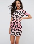 Asos Mini Wiggle Dress In Animal Print - Multi