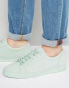 Asos Lace Up Sneakers In Mint Block - Green