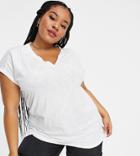 Yours Exclusive Notch Detail T-shirt In White