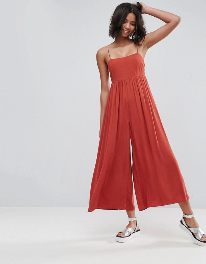 Asos Cami Jumpsuit With Culotte Leg - Orange