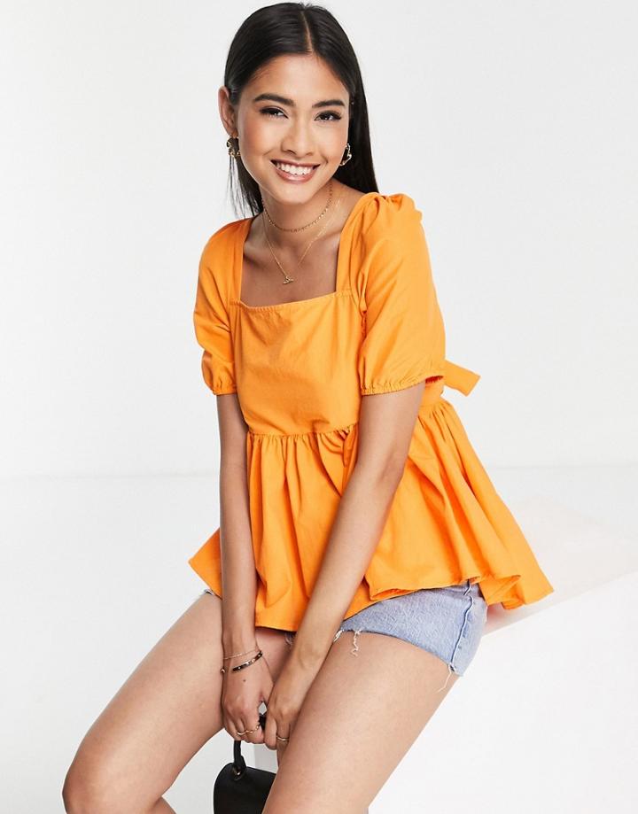 Vero Moda Aware Smock Top With Tie Back In Orange