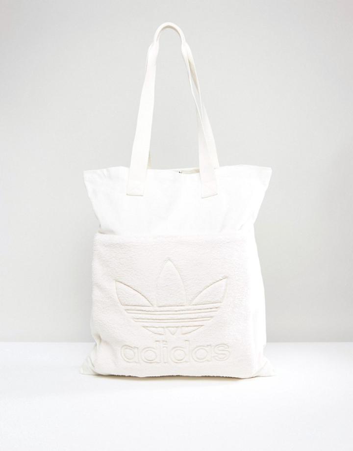 Adidas Originals Cream Fleece Shopper Bag - White
