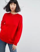 Asos Oversized Sweater With Crew Neck - Red