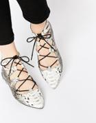 Asos Lana Lace Up Ballet Flats - Snake