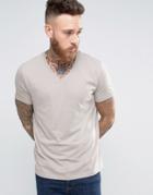 Asos T-shirt With V Neck In Gray - Gray