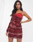 Pretty Darling One Shoulder Dress With Bralette Detail In Red Leopard-multi