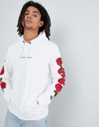 Criminal Damage Hoodie In White With Roses - White