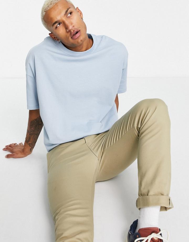Asos Design Organic Relaxed Fit Heavyweight T-shirt In Light Blue-blues