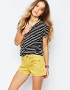 Billabong Retro T-shirt With Logo Detail In Stripe - Dark Athletic Grey