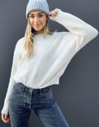 Pull & Bear Crew Neck Sweater In Ecru-white
