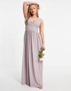 Tfnc Bridesmaid Top Wrap Chiffon Dress In Light Gray-grey