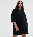 Asos Design Curve Oversized T-shirt Dress - Black