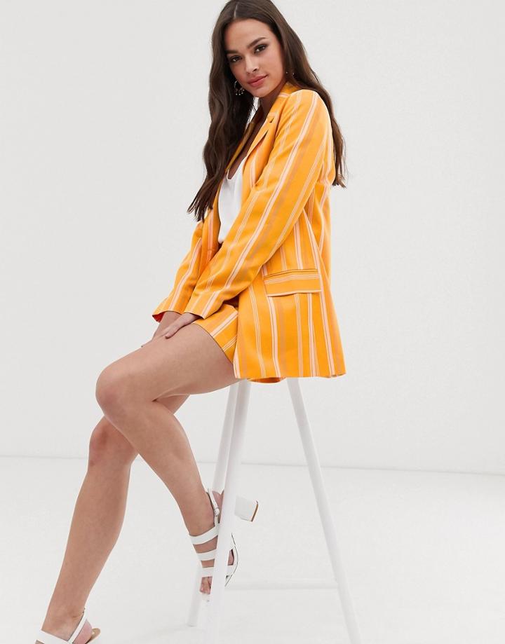 Asos Design Yellow Stripe Chuck On Suit Blazer - Multi