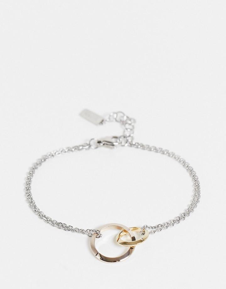 Hugo Boss Linked Circle Bracelet In Tri-metal-silver