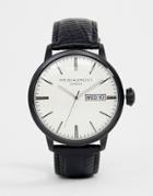 Mr Beaumont Leather Watch With White Dial - Black