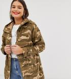 Junarose Camo Print Parka - Green