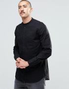 Weekday Collarless Shirt With Bib Detail In Black - Black