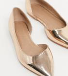 Asos Design Wide Fit Virtue D'orsay Pointed Ballet Flats In Rose Gold