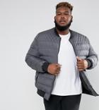 Duke Plus Quilted Bomber Jacket In Charcoal - Black