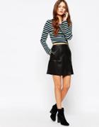 New Look Faux Leather A-line Skirt - Black