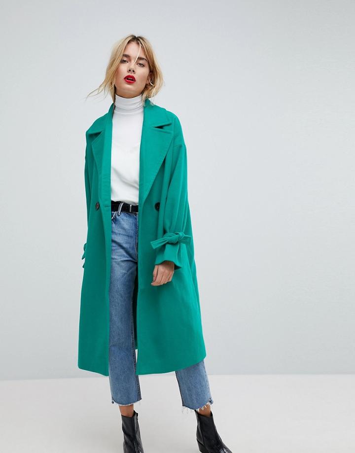 Vero Moda Coat With Sleeve Detail - Green