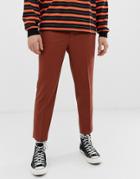 Asos Design Heavyweight Tapered Crop Smart Pants In Apricot Orange