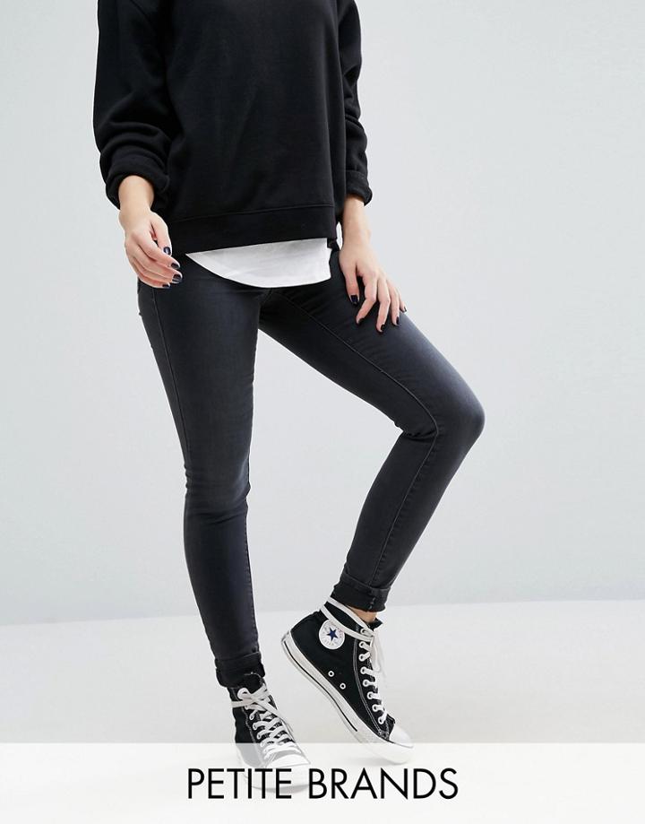 Vero Moda Petite High Waist Washed Skinny Jeans - Gray
