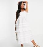Violet Romance Petite Cami Strap Midi Dress With Eyelet Inserts In White