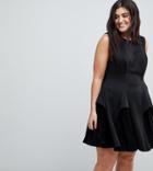 Asos Curve Scuba Lace Godet Mini Dress - Black