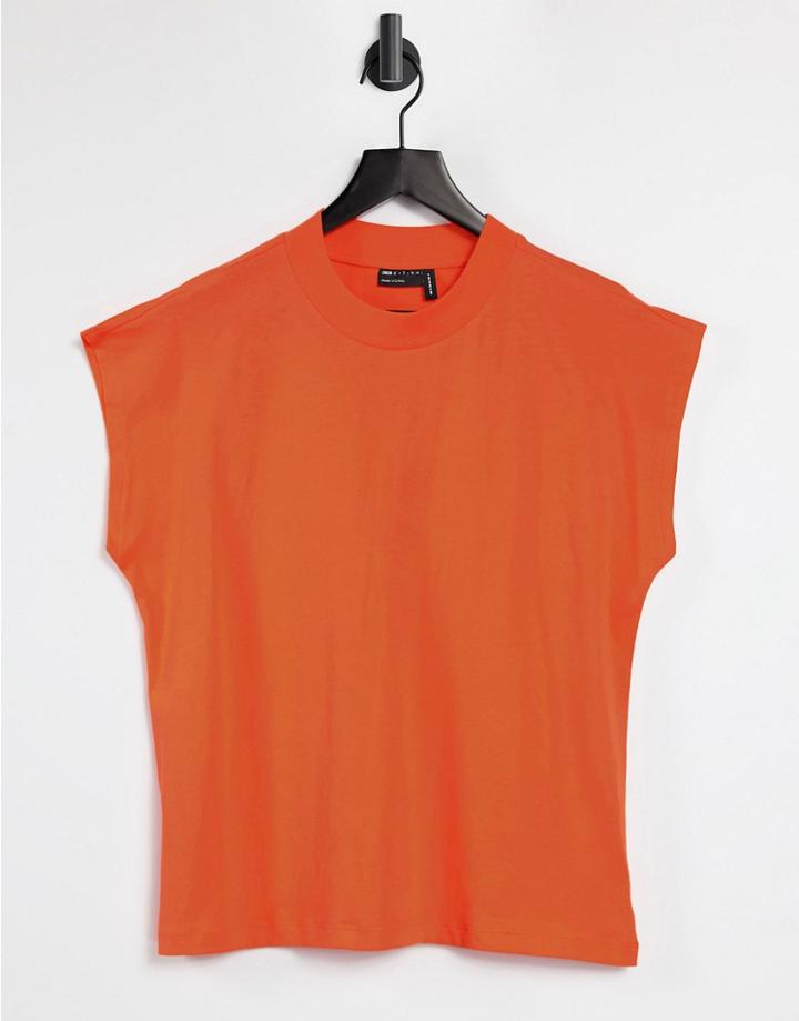 Asos Design Boxy Sleeveless T-shirt In Orange