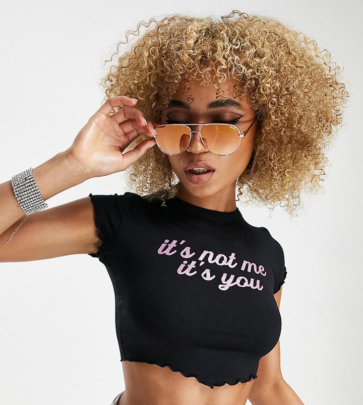 Asyou 'it's Not Me It's You' Slogan Crop Top In Black