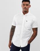 Abercrombie & Fitch Icon Logo Short Sleeve Oxford Shirt In White