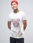 Asos Valentine's T-shirt With Pug Print - White