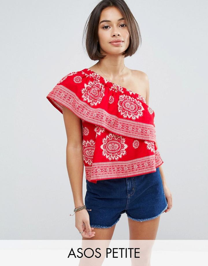 Asos Petite One Shoulder Top In Cotton Bandanna Print - Multi