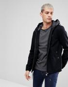 Pretty Green Cotton Sevenoaks Jacket With Printed Paisley Hood In Black - Black
