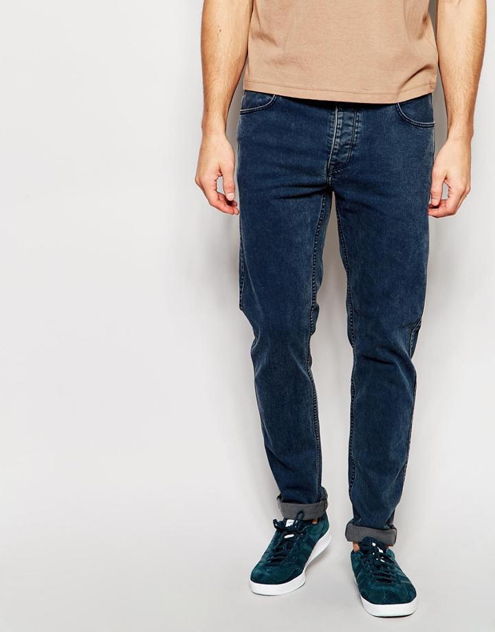 Dr Denim Jeans Clark Slim Fit Dull Blue Acid Wash - Dull Blue