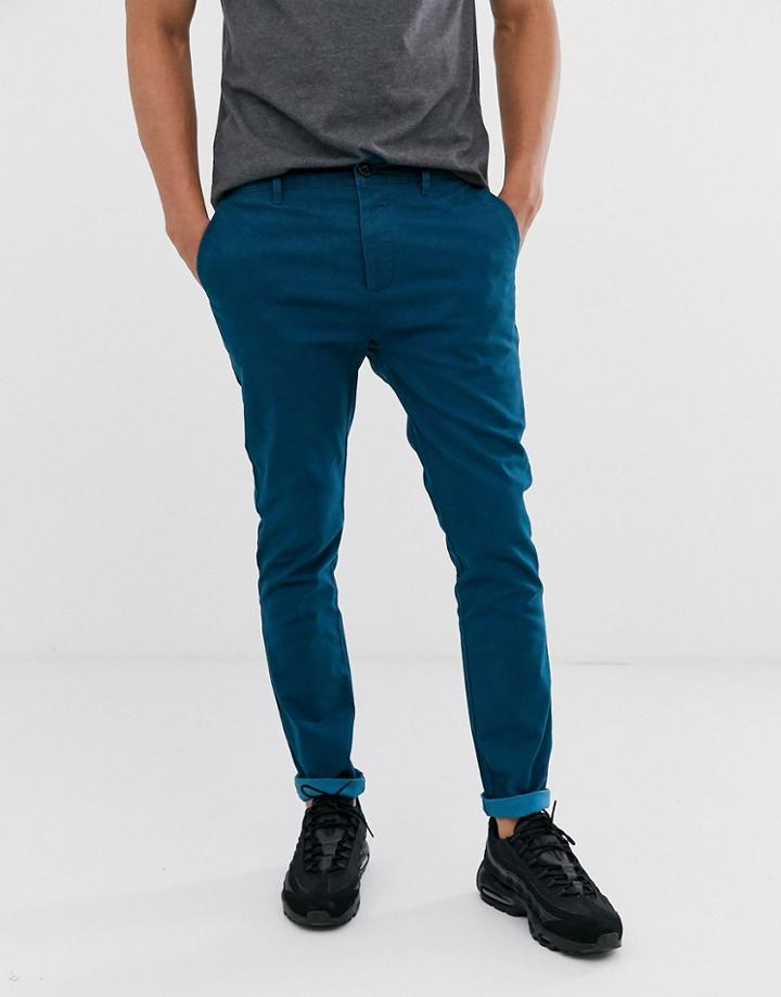 Asos Design Skinny Chinos In Blue - Blue