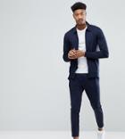 Asos Tall Retro Tracksuit Harrington/ Skinny Joggers In Navy - Navy