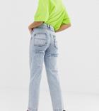 Collusion X005 Straight Leg Jeans In Acid Wash With Bum Rips-blue