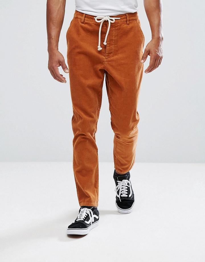 Asos Tapered Cord Pants In Rust - Brown