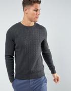 Selected Homme Knitted Sweater With Cable Knit Detail In 100% Cotton - Gray