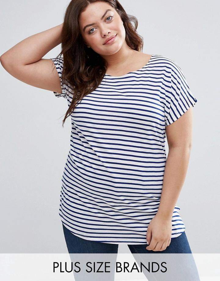New Look Plus Smock Stripe T-shirt - Blue