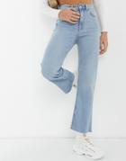 Asos Design High Rise Stretch 'effortless' Crop Kick Flare Jeans In Lightwash-blue